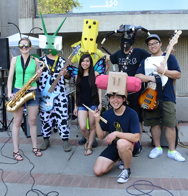 Following the performance, the insect-attired musicians posed for a group photo. In front is Yao 