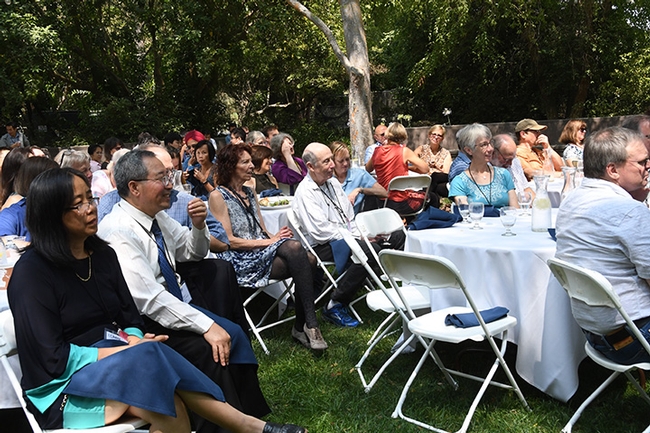 The luncheon at the Buehler Alumni Center drew a host of speakers. (Photo by Kathy Keatley Garvey)