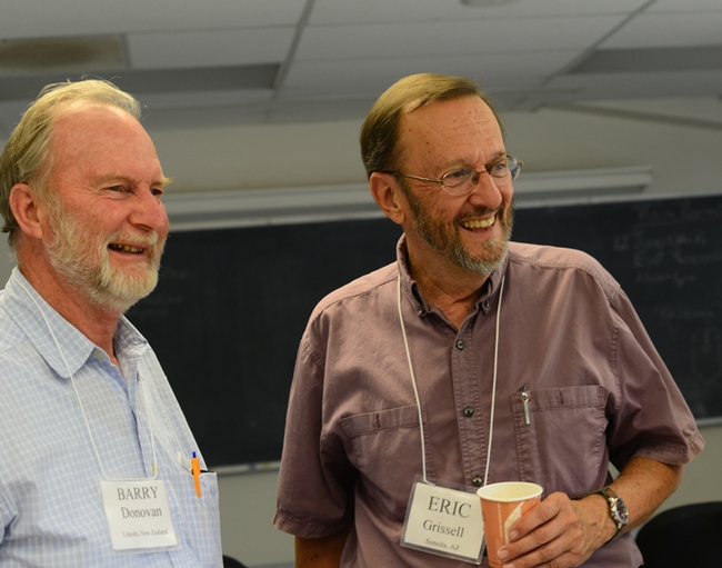 UC Davis entomology alums Barry Donovan (left) and Eric Grissell at the 2007 reunion. (Photo by Kathy Keatley Garvey)