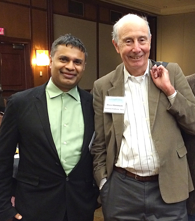 Collaborators Bruce Hammock (right) of UC Davis and Dipak Panigrahy of Harvard Medical School at a recent conference.