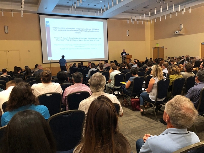 The International Pollinator Conference, which drew a capacity crowd, took place in the ARC Ballroom. (Photo by Kathy Keatley Garvey)