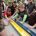 The 2019 UC Davis Picnic Day (the last Picnic Day held before the COVID-19 pandemic)  included cockroach races at Briggs Hall. This year the races will go virtual. (Photo by Kathy Keatley Garvey)