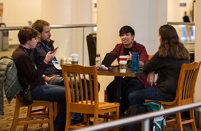 Candid image of UC Davis-affiliated graduate students at the ESA meeting (from left) Madison 