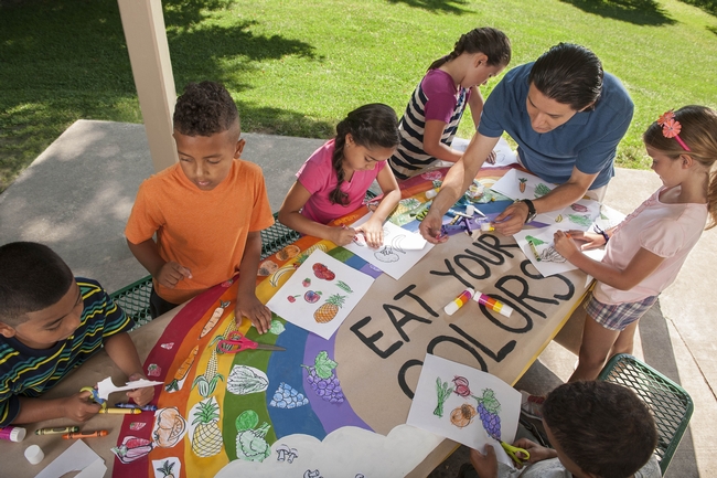 Children participating in nutrition education at a summer meals site