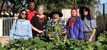 Shital Parikh (left) and a few of the residents that help maintain the Belden Community Garden. Photo by Saoimanu Sope. for Food Blog Blog