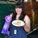 4-H enthusiast Angelina Gonzalez with her best-of-show salted caramel bars, Solano County Fair. (Photo by Kathy Keatley Garvey)