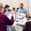 Winning team, Ag for Hire, brainstorms their app at the Apps for Ag Hackathon with the World Food Center. (Photo: Brad Hooker)