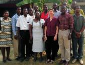 Kathryn Dewey (center with maroon shirt) with collaborators in Africa.