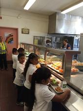 Children at Ygnacio Elementary School in Concord pick up lunch from a new serving counter.