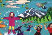 Murals in schools visually reinforce key healthy lifestyle messages. The above mural is at Sierra House Elementary School in Lake Tahoe.