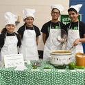 This is the championship Dixon Ridge 4-H Club Chili Team: (from left)  siblings Moncerral “Monce” Torres Cisneros, Maritzia Partida Cisneros, Rudolfo “Rudy” Radillio Cisneros, and Miguel Partida Cisneros. They made “4-H Green and White Chili.” (Photo: Kathy Keatley Garvey)