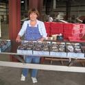 Gayle Willems at the Berry Lady blueberry stand, which sits inside the farm's packing house.