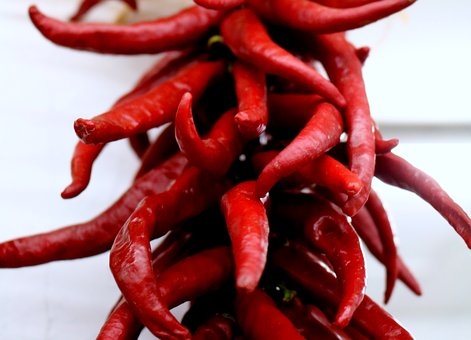 Hanging dried peppers