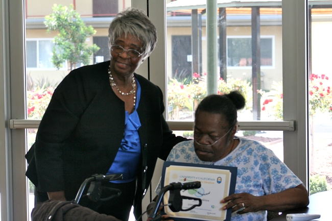 Before coronavirus constraints, Mary Blackburn held classes for senior residents and awarded certificates recognizing those who completed the program.