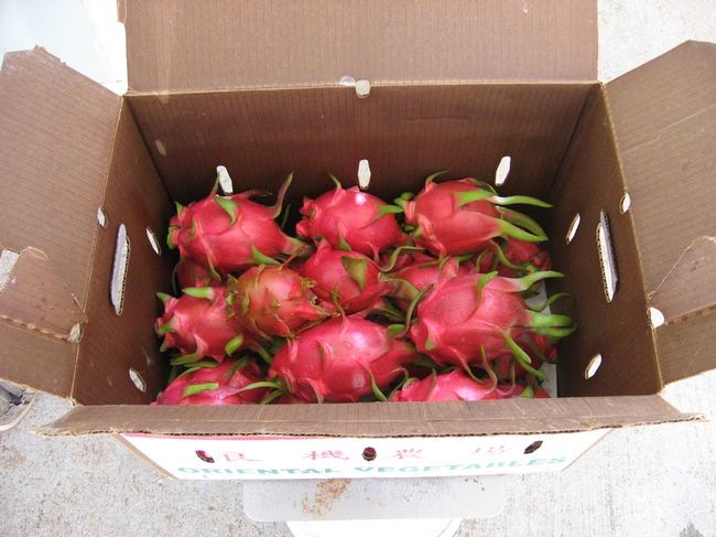 box of pitahaya fruit