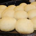 Yeast rolls rising and ready to be popped into the oven. (Photo by Kathy Keatley Garvey)