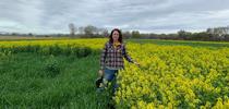 Sarah Light stands in a white mustard cover crop. A new study helps growers estimate the costs and potential benefits of a winter cover crop. for Food Blog Blog