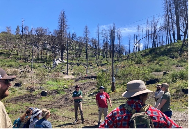 A landowner discusses the challenges of rebuilding post-Creek Fire. Photo credit: Katie Reidy.