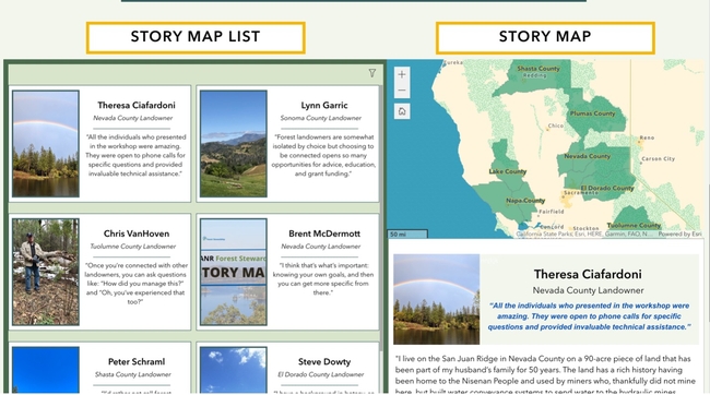 The new Story Map allows users to select stories from a list, or by county.