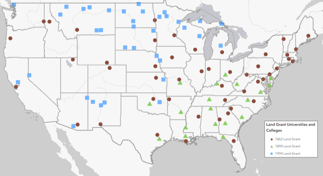 Land Grant Institutions webmap thumbnail