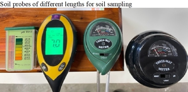 Soil probes of different lengths for soil sampling - photo by author