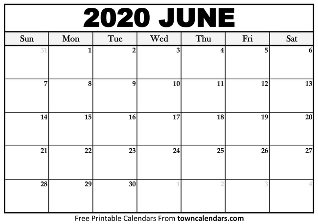 June 2020, it's not too late (Town Calendars)