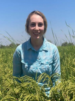 Sarah Marsh in a rice field
