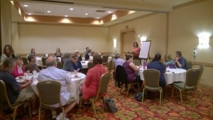 Attendees of the local planning meeting hear from CSFC President, Karen Rich Firestein.