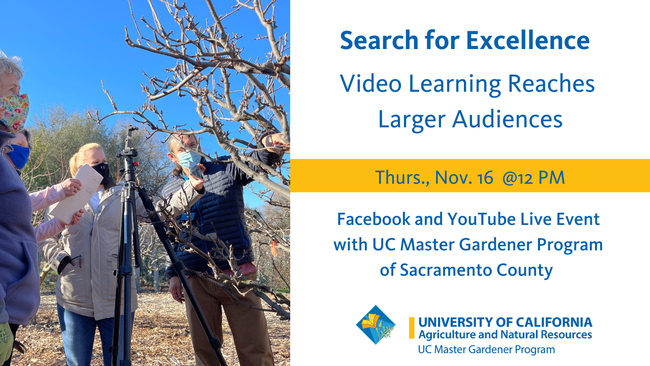 Facebook Live: Search for Excellence, Video Learning Reaches Larger Audience for UC Master Gardener Program Statewide Blog Blog