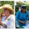 Gail Mason (left) addresses a group of UC Master Gardener volunteers at the Falkirk Cultural Center. Jessica Wasserman (right) places a plant identificaiton book in front of a succulent table at the Falkirk Cultural Center / Photo credit: UC Master Gardener Program in Marin).