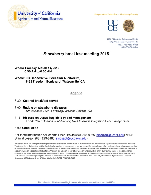 Breakfast meeting 3/10/2015