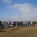 Surendra presenting to attendees at a past Santa Maria Strawberry Field Day.