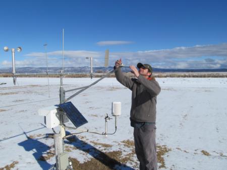 Checking the CIMIS Weatherstation at IREC
