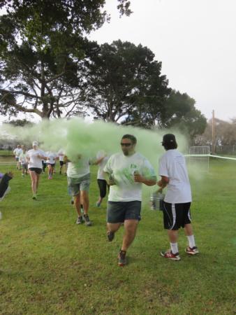 Participants get showered green (Monterey)