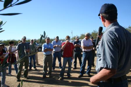 Field Day at Nickels: Bill Krueger, Farm Advisor Glenn and Tehama Co. and County Director, Glenn Co., starts the day