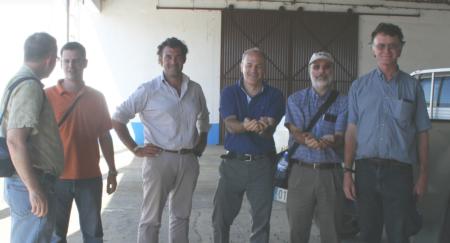 Experimental olive harvest: Team at the end of trial: Uriel Rosa, Sergio Castro, Francisco Lopez, Jose Mourelle, Paul Vossen, Bill Krueger