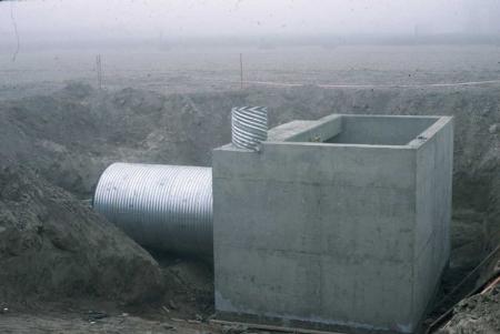 Cement enclosure built to hold the scale and lysimeter box