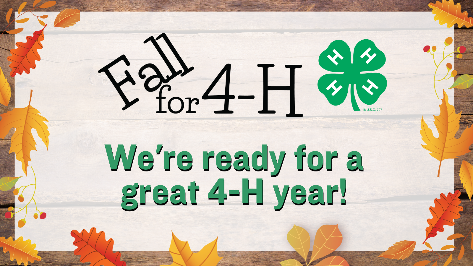 Fall for 4-H We're ready for a great 4-H year!