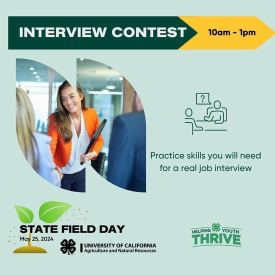 Interview Contest 10am - 1pm. Practice skills you will need for a real job interview