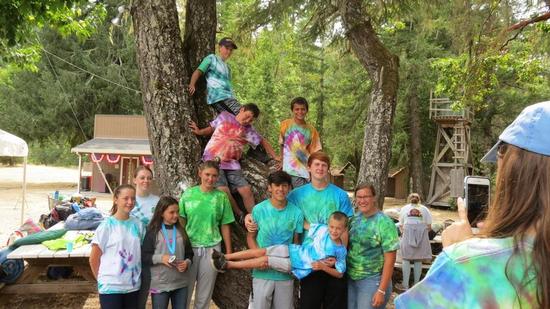 4-H campers in tie-dye t-shirts