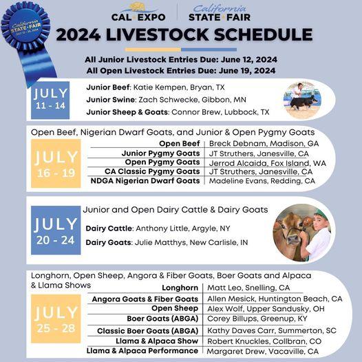 State fair livestock schedule