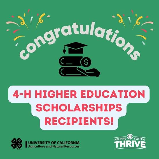 Congratulations 4-H higher education scholarships recipients!