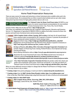 Home Food Preservation Recipes and Information