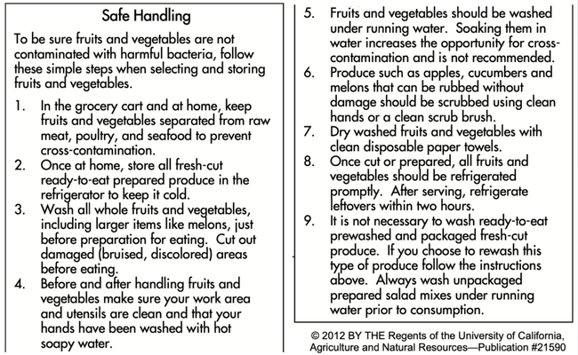 Safe Handling of Fruits & Vegetables [UCANR #21590]