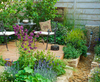 Lovely garden seating area with perennials