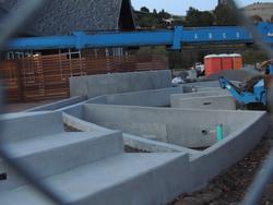 The new library under construction in Tiburon will have a swale as required by the building code. Photo: Diane Lynch