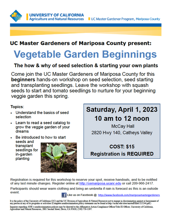 Vegetable Garden Beginnings Workshop