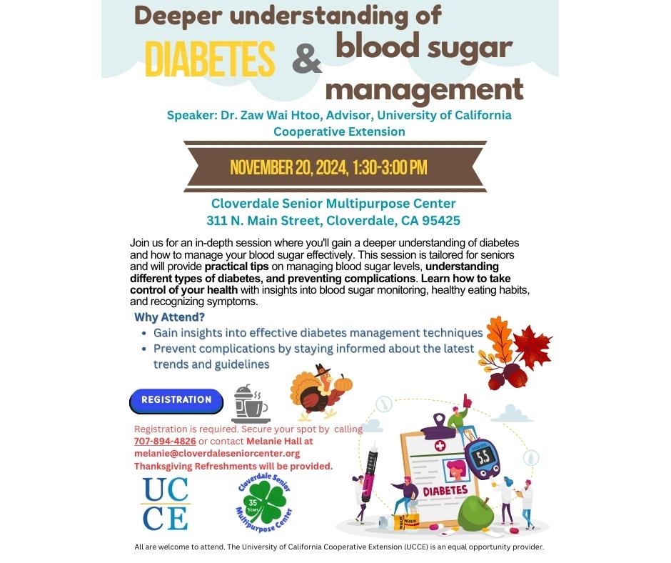 UCCE Diabetes and Blood Sugar Management Workshop, Talk  (Facebook Post)