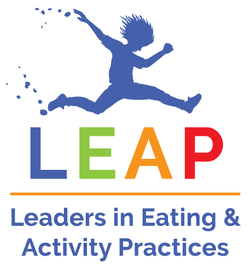 LEAP logo showing child jumping over the word 
