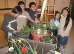 Hidalgo students with the mobile garden.